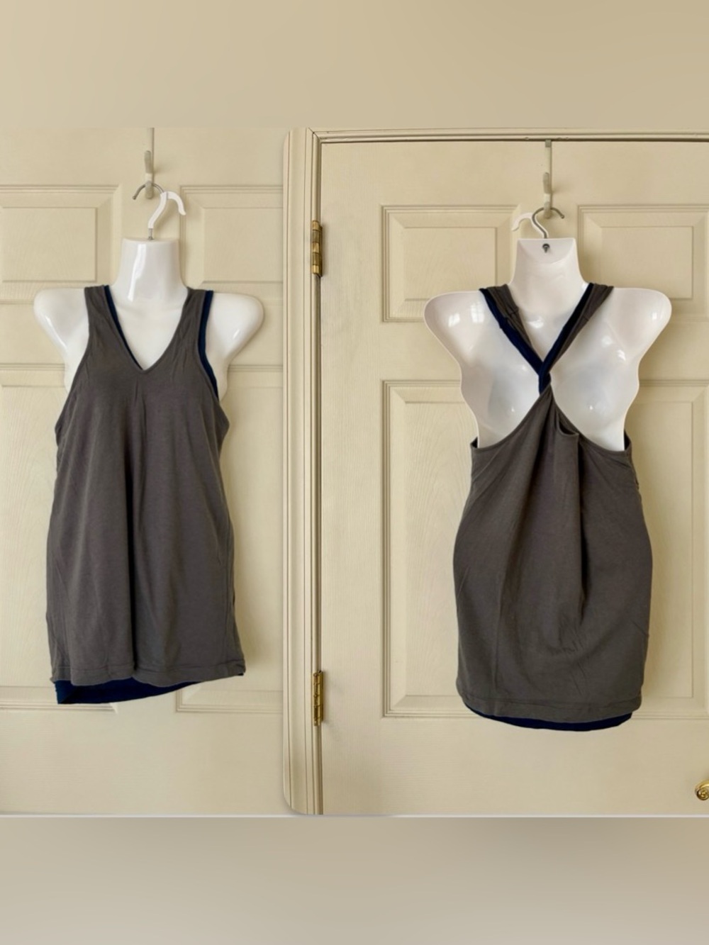 Reversible Cotton/Modal Blend Tank Top With Twist Back Navy & Gray